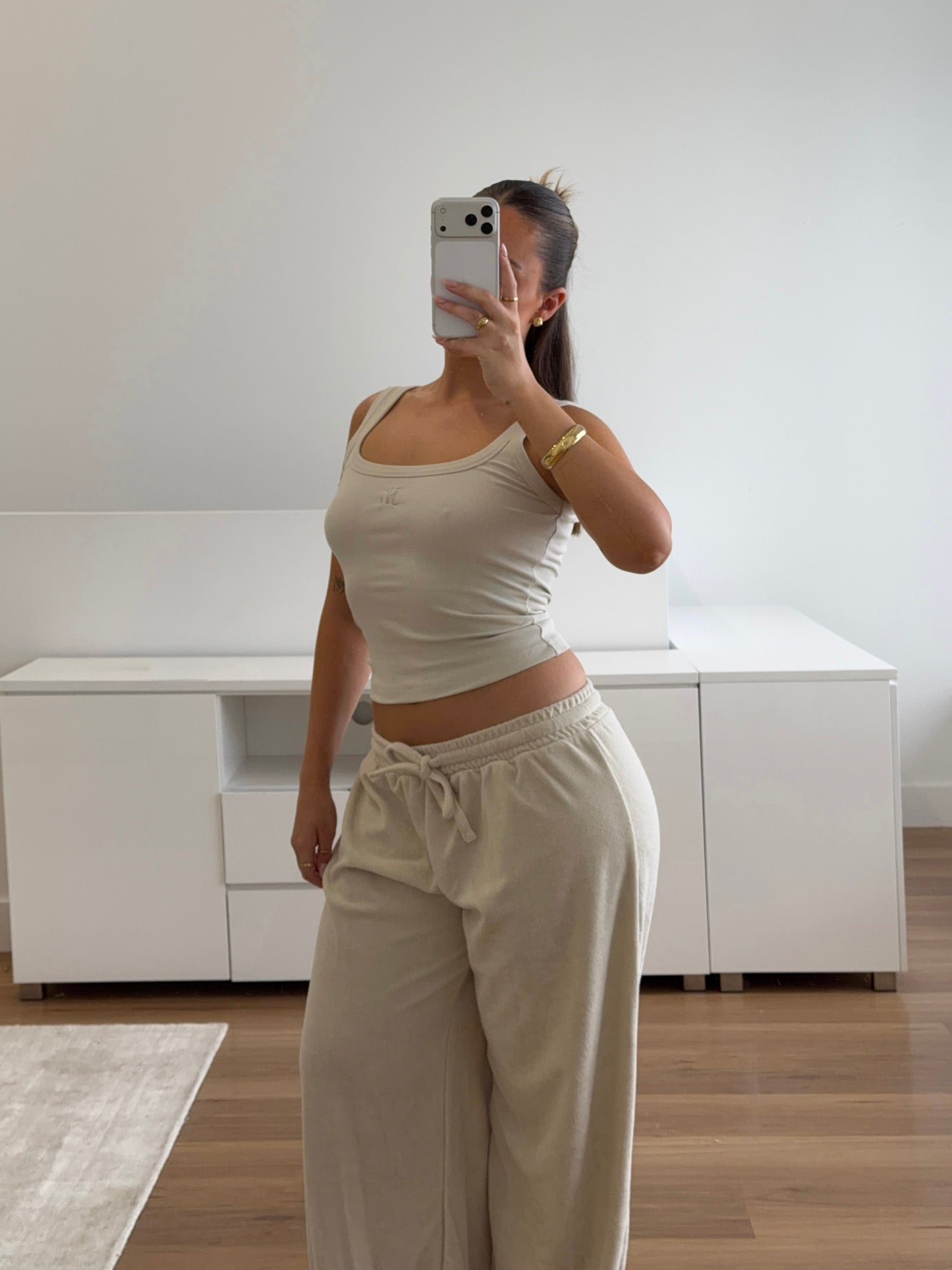 Terry Towelling Pant - Beige