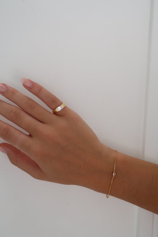Gold Vermeil Pinky Ring - Clear