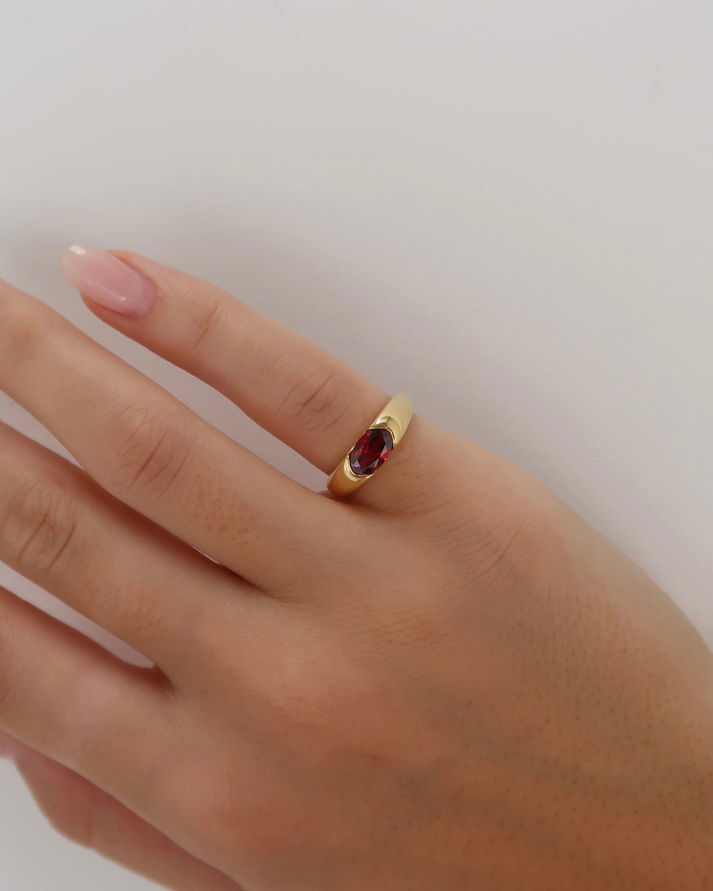 Gold Vermeil Pinky Ring - Red