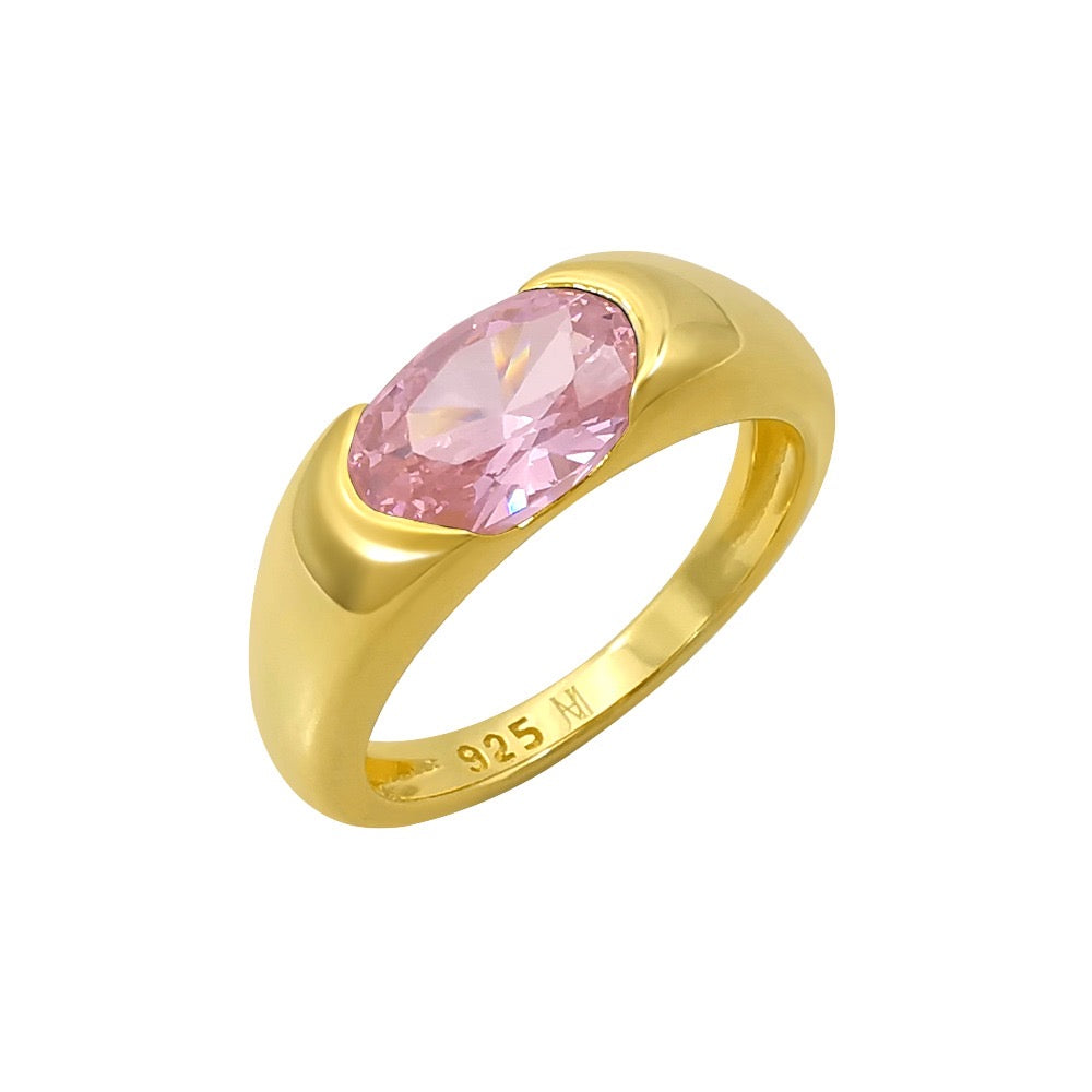 Gold Vermeil Pinky Ring - Pink