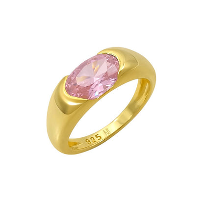 Gold Vermeil Pinky Ring - Pink