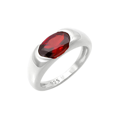 Sterling Silver Pinky Ring - Red