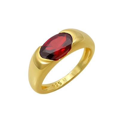 Gold Vermeil Pinky Ring - Red