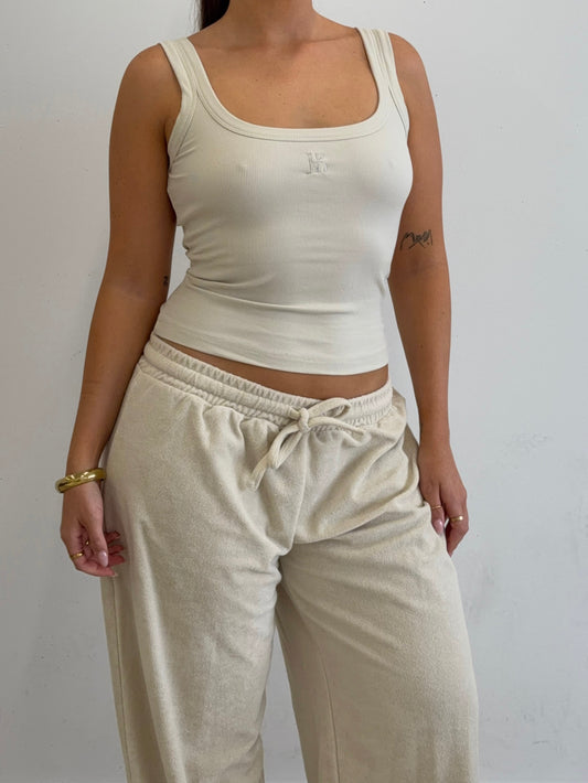 Terry Towelling Pant - Beige