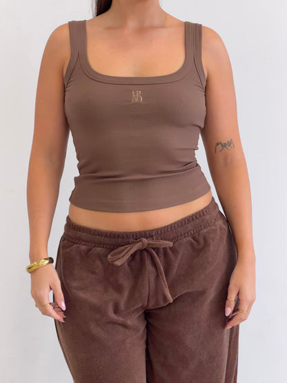JHM x Remmie Ribbed Tank - Chocolate