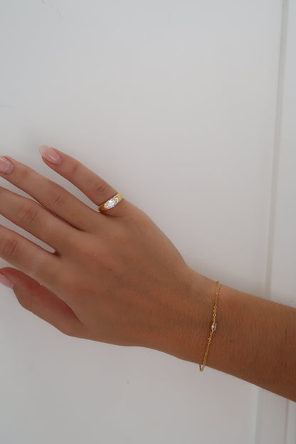 Gold Vermeil Pinky Ring - Clear