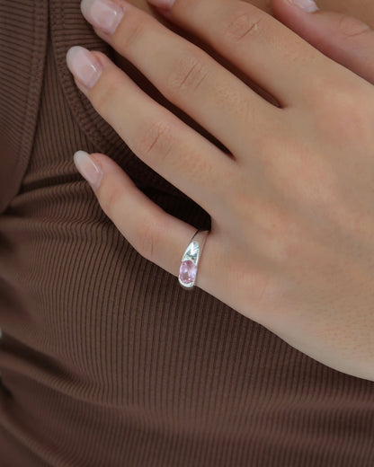 Sterling Silver Pinky Ring - Pink