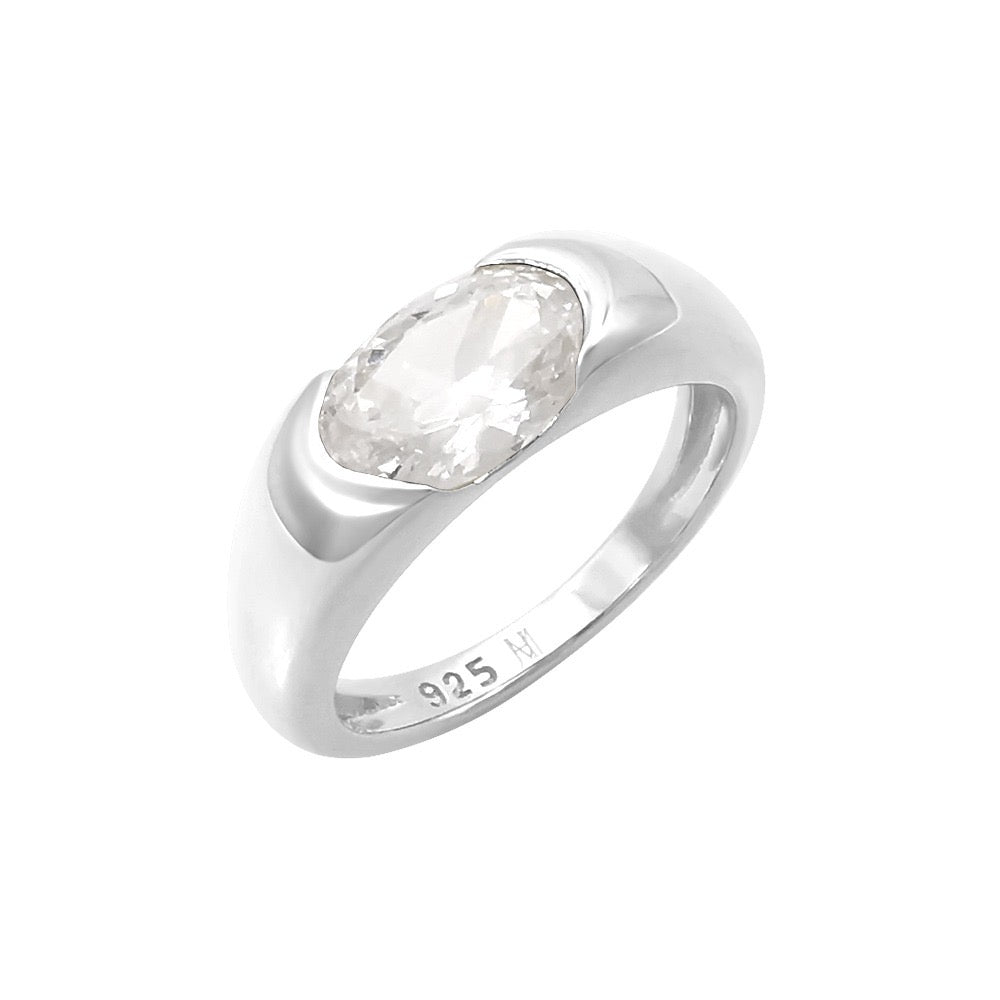 Sterling Silver Pinky Ring - Clear