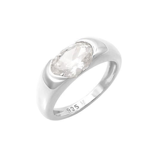 Sterling Silver Pinky Ring - Clear