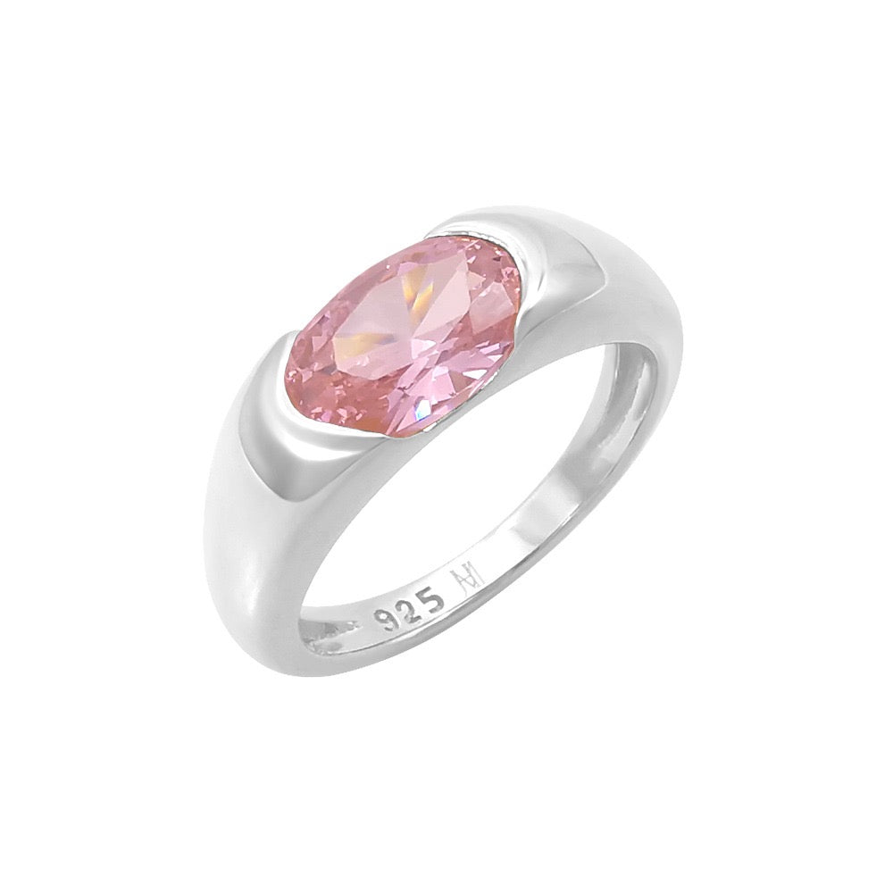 Sterling Silver Pinky Ring - Pink